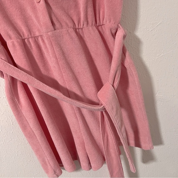 H & M Women’s Small Pink Terry Cloth Romper Shorts Playsuit Robe Coverup EUC - Picture 4 of 11